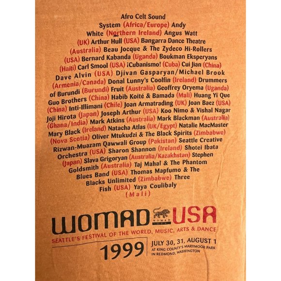 Vintage 1999 WOMAD Seattle Music Festival Men's XL T-Shirt 90's READ - Picture 9 of 12